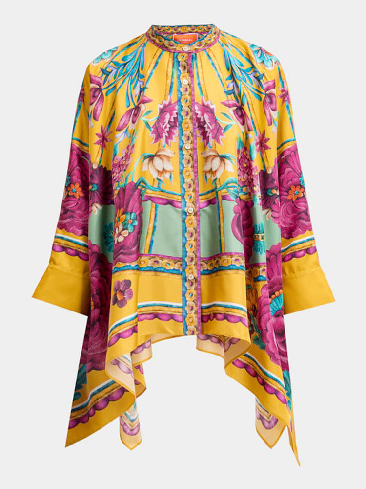 Fashionable Asymmetrical Print Top & Pants Set-Mesadic