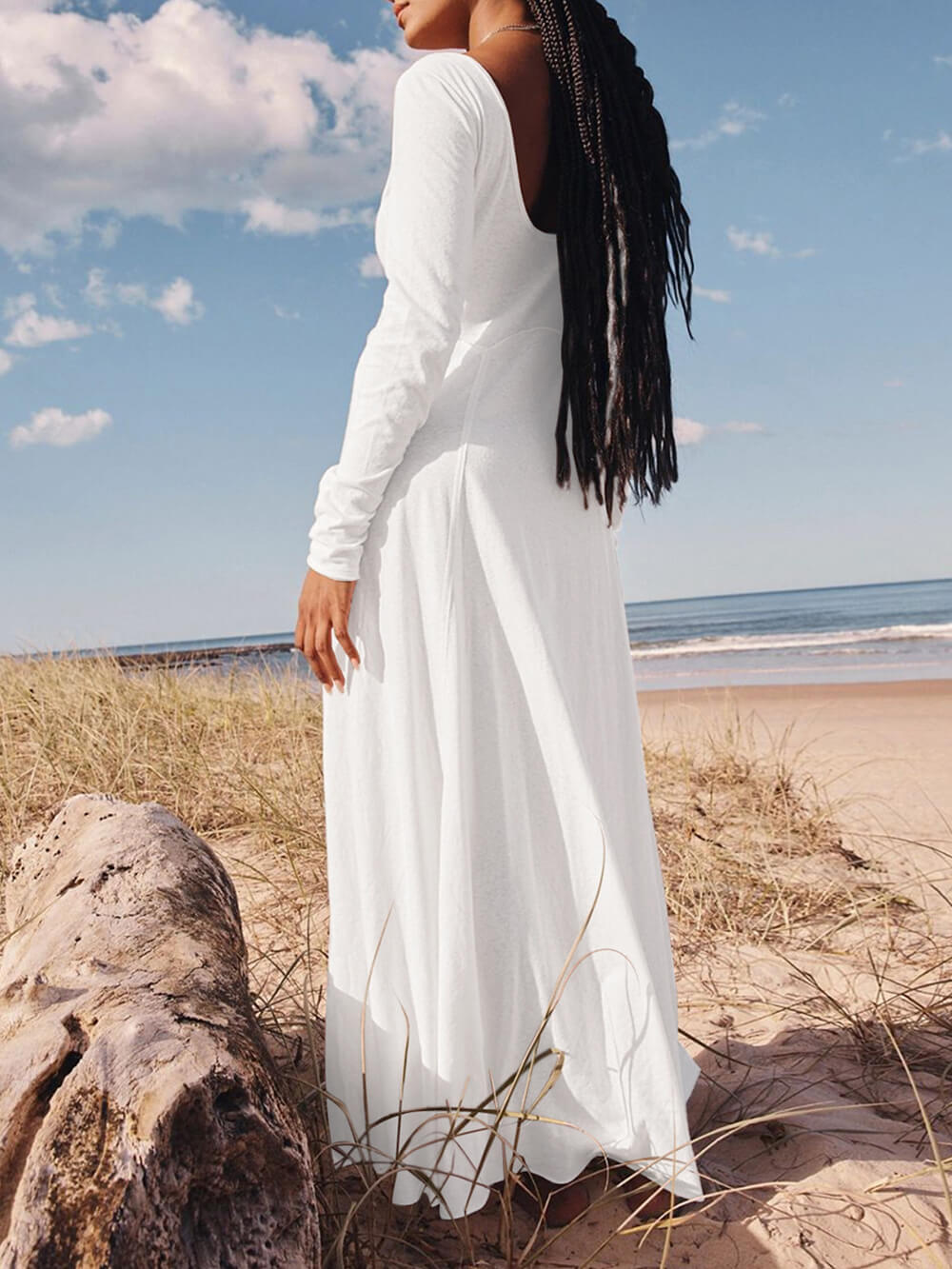 Solid Color Button Maxi Dress-CALLISTARI