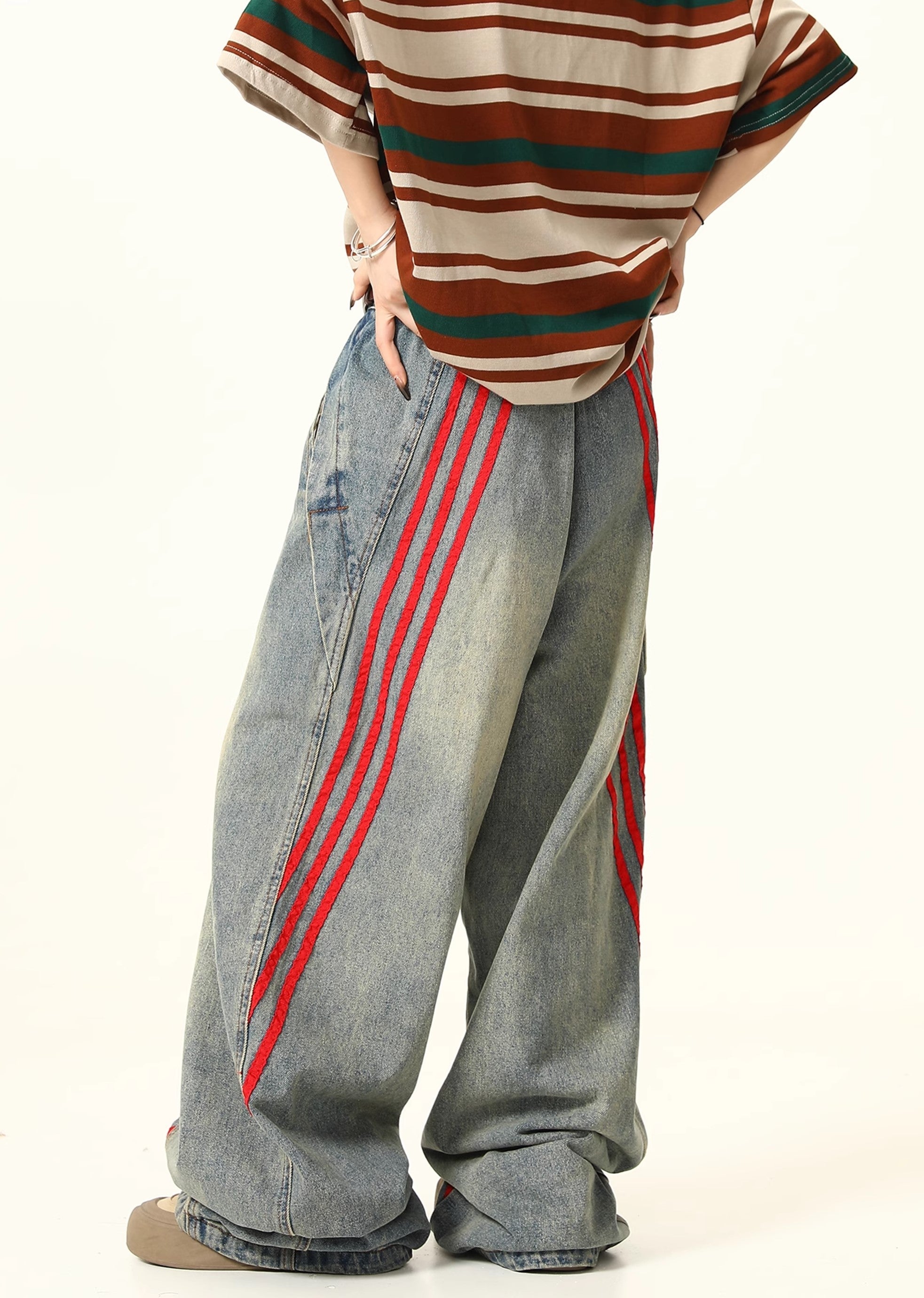 【7/15新作】Double Red Line Design Washed Denim Pants  HL3060-CALLISTARI