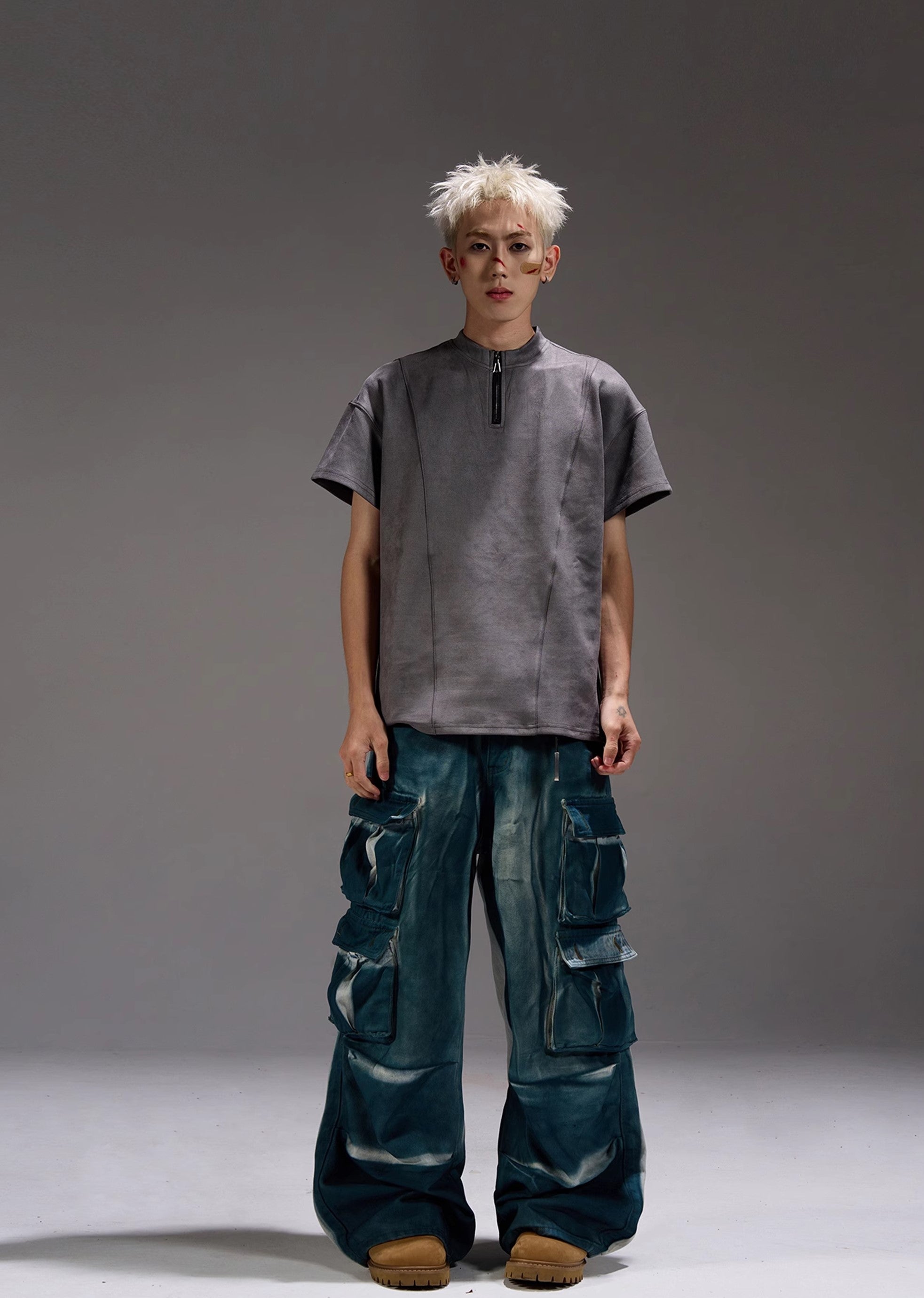 【MAXDSTR】Glossy gimmick fabric glossy design cargo denim pants  MD0162-CALLISTARI