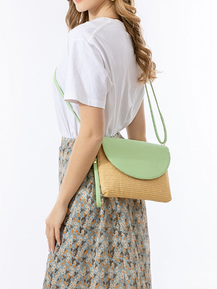 Detachable Shoulder Strap Grass Woven Clutch-CALLISTARI