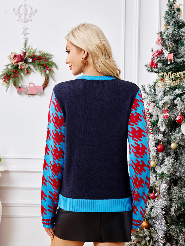 Casual Christmas Socks Embroidery Knit Sweater-CALLISTARI