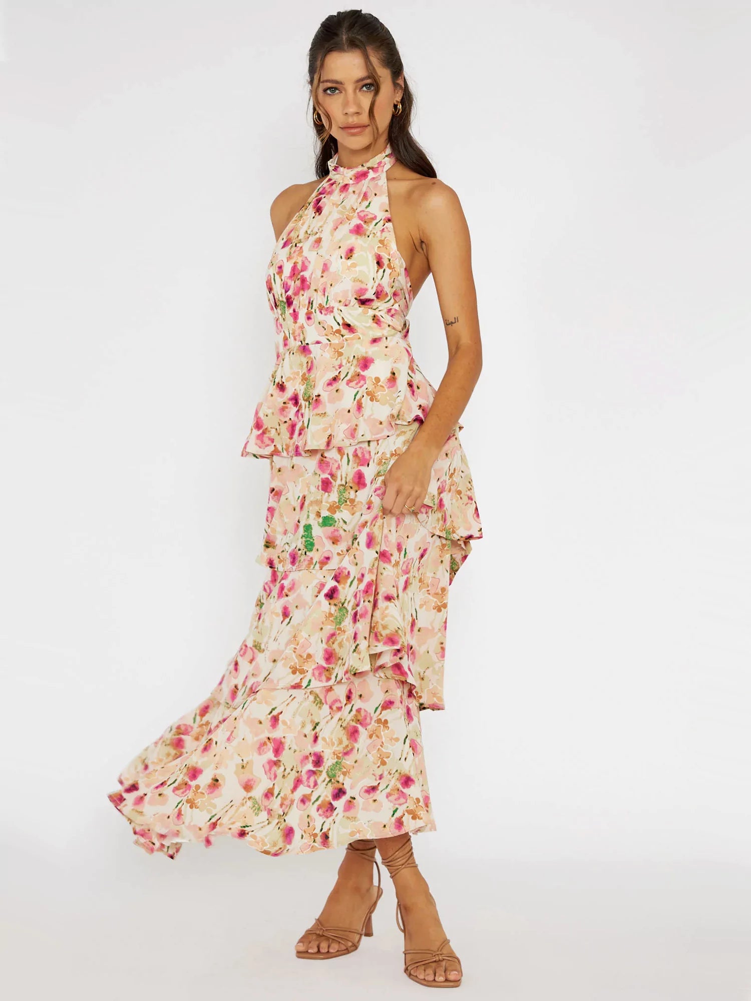 Halterneck Maxi Dress - Provence Bloom-CALLISTARI