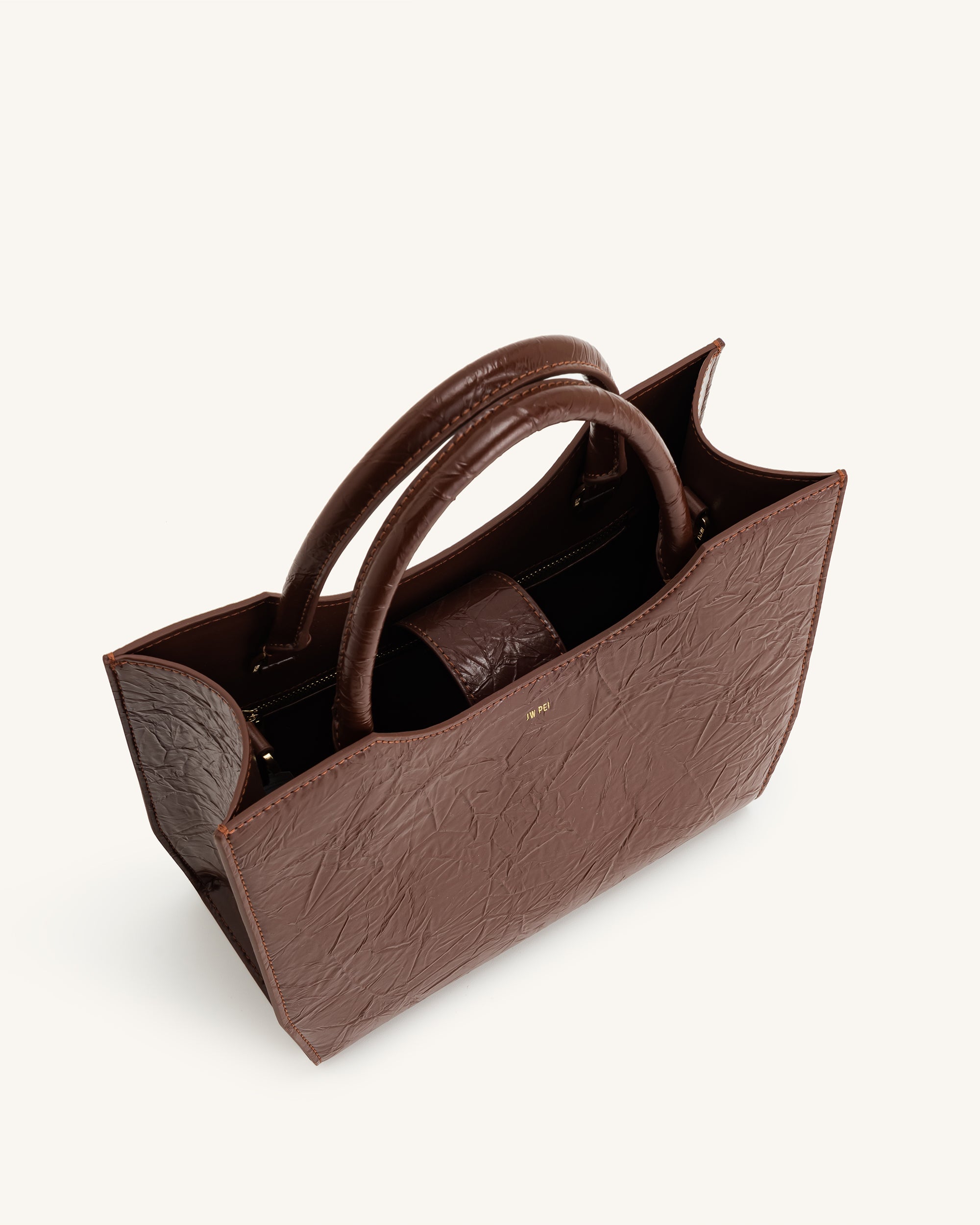 Leah Pleating Medium Tote Bag - Umber-Mesadic