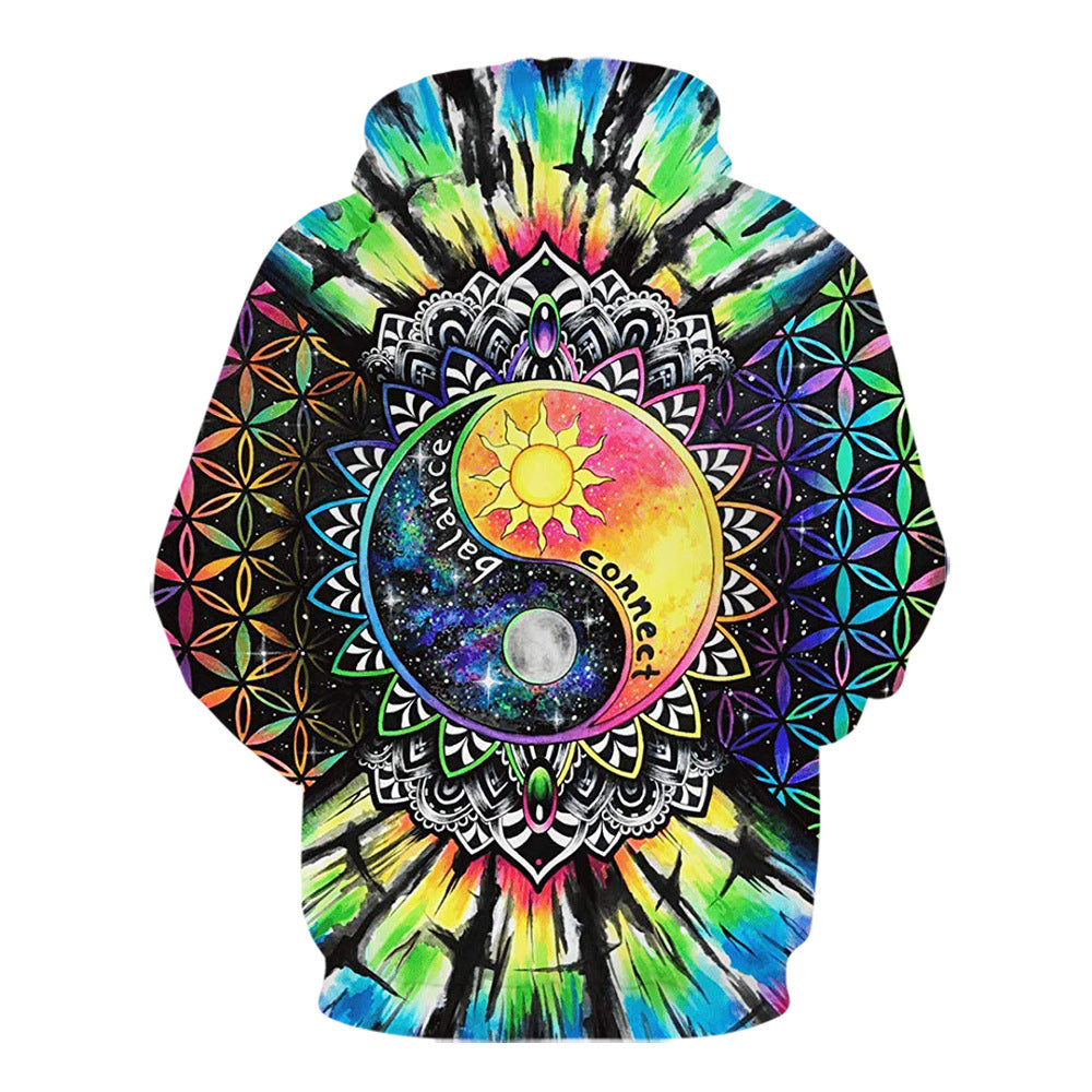 Kung Fu Symbol Printed Multi Shade Hoodie-CALLISTARI