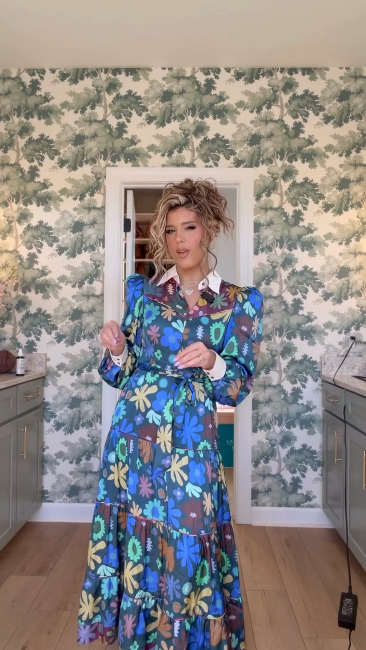 Retro Print Long Dress