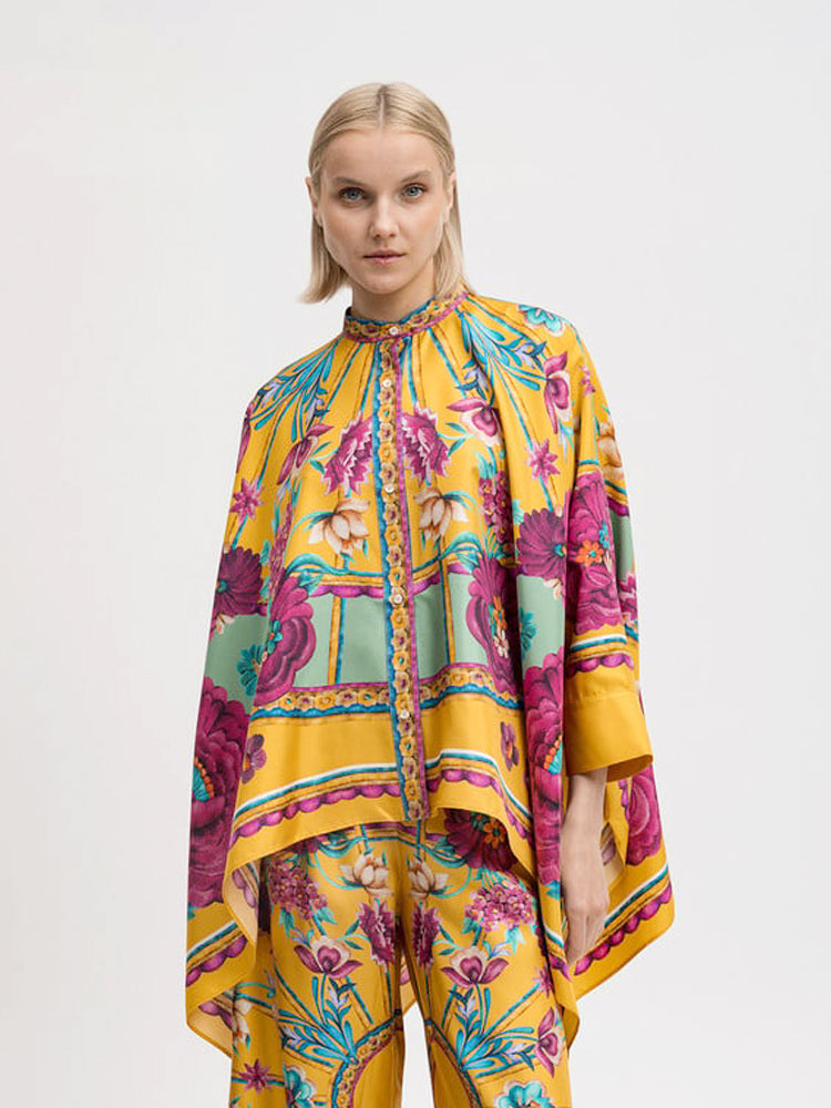 Fashionable Asymmetrical Print Top & Pants Set-Mesadic