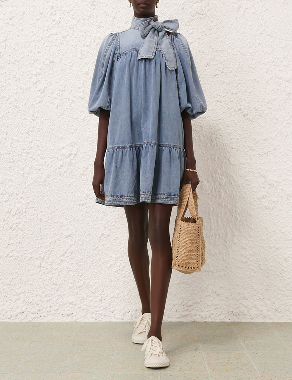 Cotton Denim Cover Up Dress-Mesadic