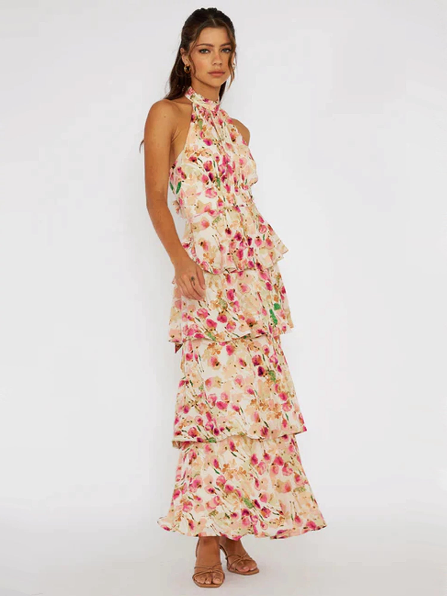 Halterneck Maxi Dress - Provence Bloom-CALLISTARI