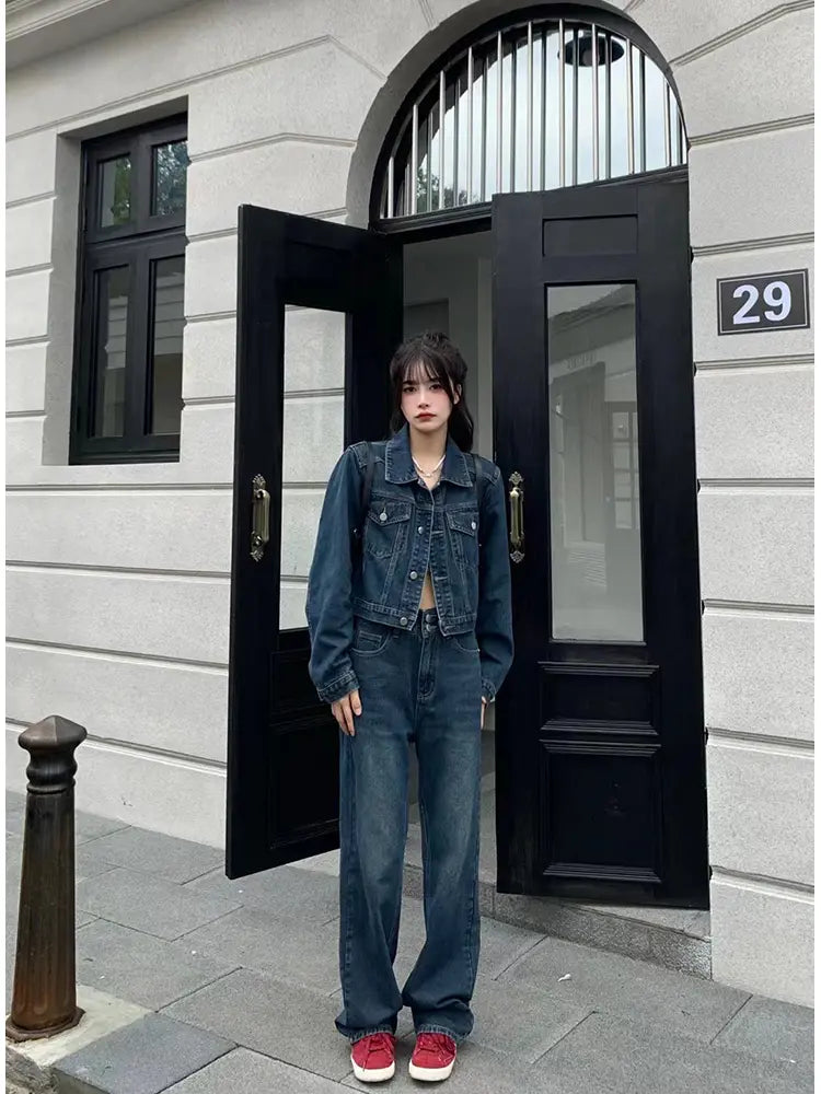 Chic Denim Pants Set-Mesadic