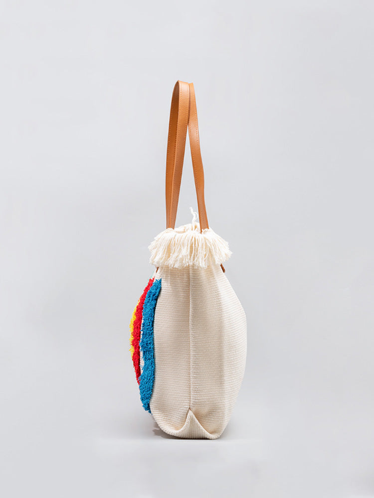 Embroidered Rainbow Pattern Tote Bag-CALLISTARI
