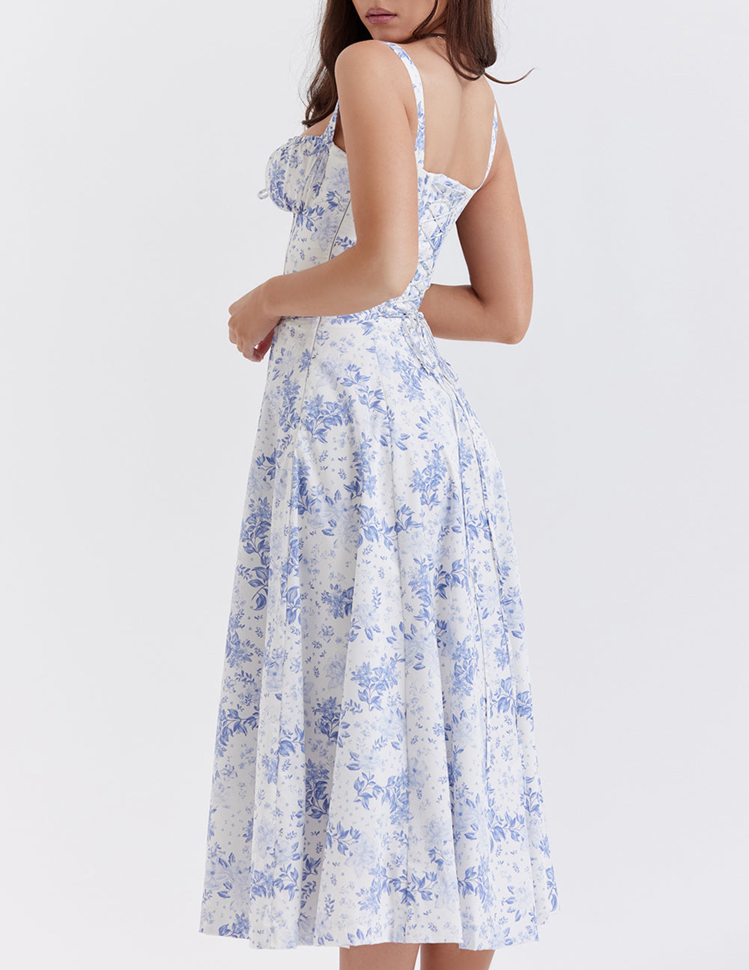 Rose Print Herringbone Slip Dress-CALLISTARI