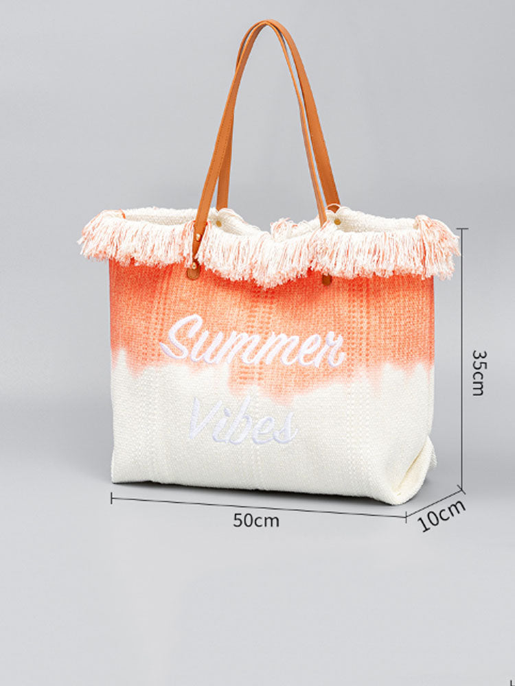 Two-Tone Embroidered Tote Bag-CALLISTARI