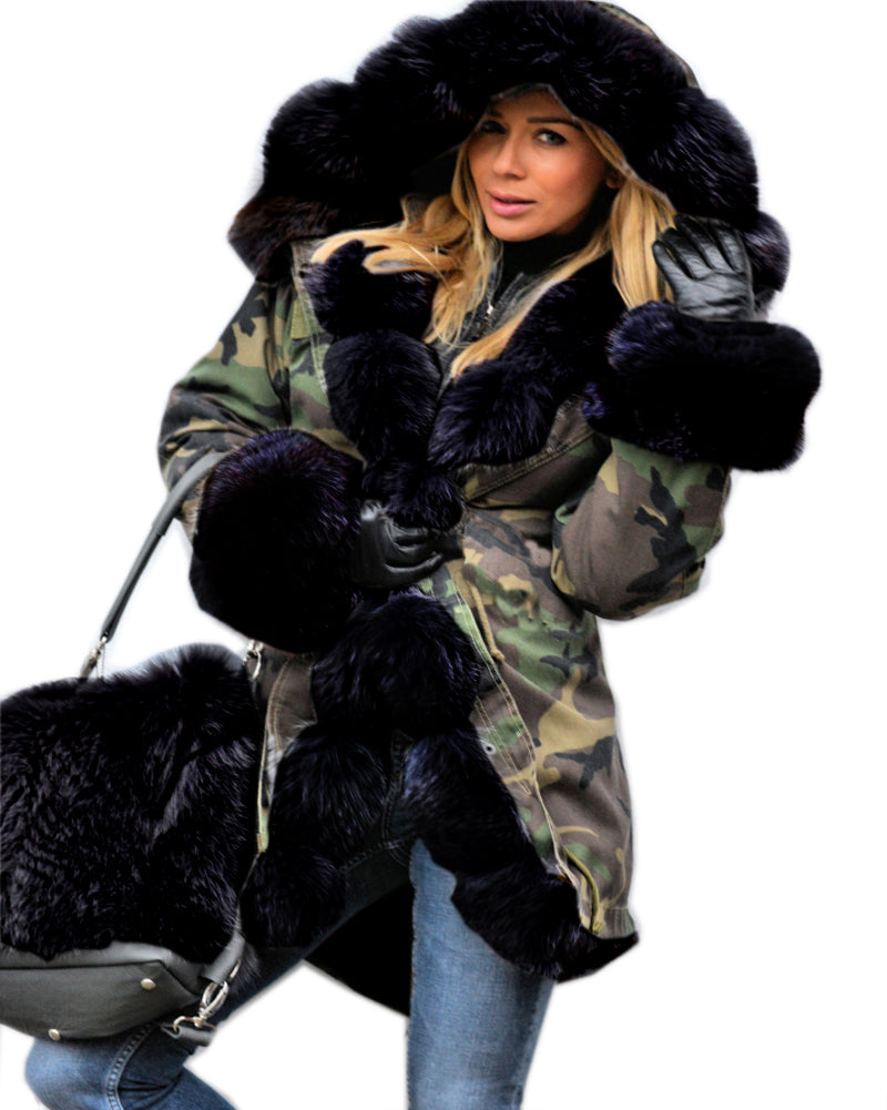 Callistari New Women Ladies Hood Parka Jacket Quilted Winter Coats Fishtail Size S-XXXL US UK STOCK-CALLISTARI