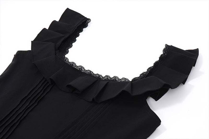 ELOUISE - LACE TRIM PLEATED MINI DRESS-CALLISTARI