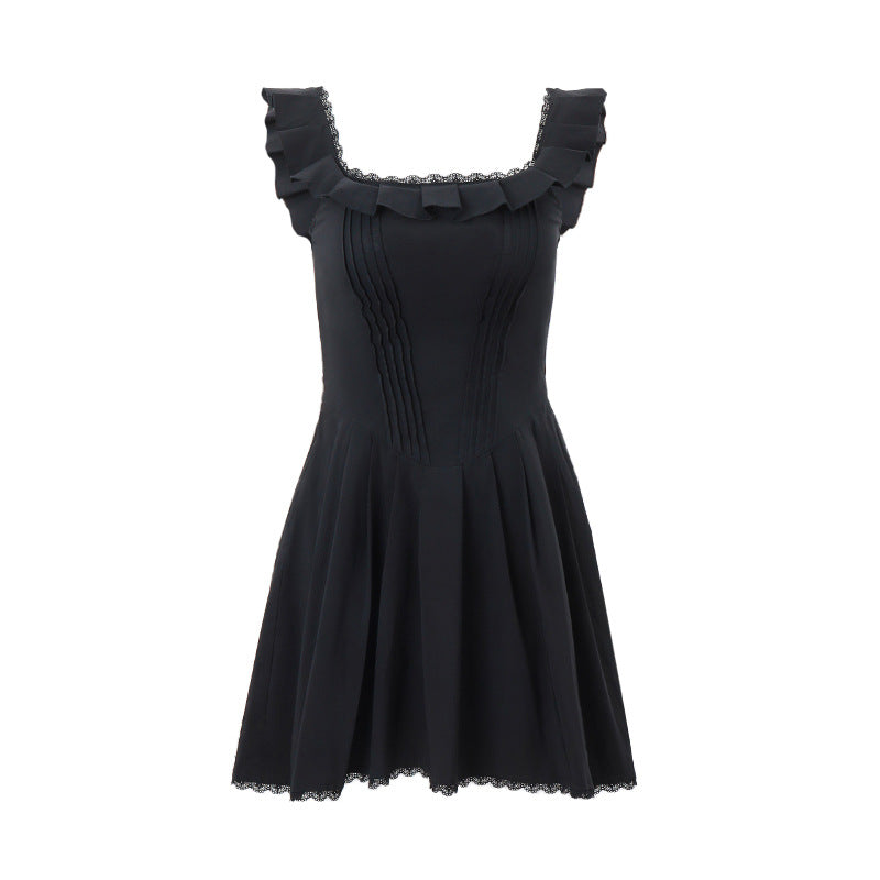 ELOUISE - LACE TRIM PLEATED MINI DRESS-CALLISTARI