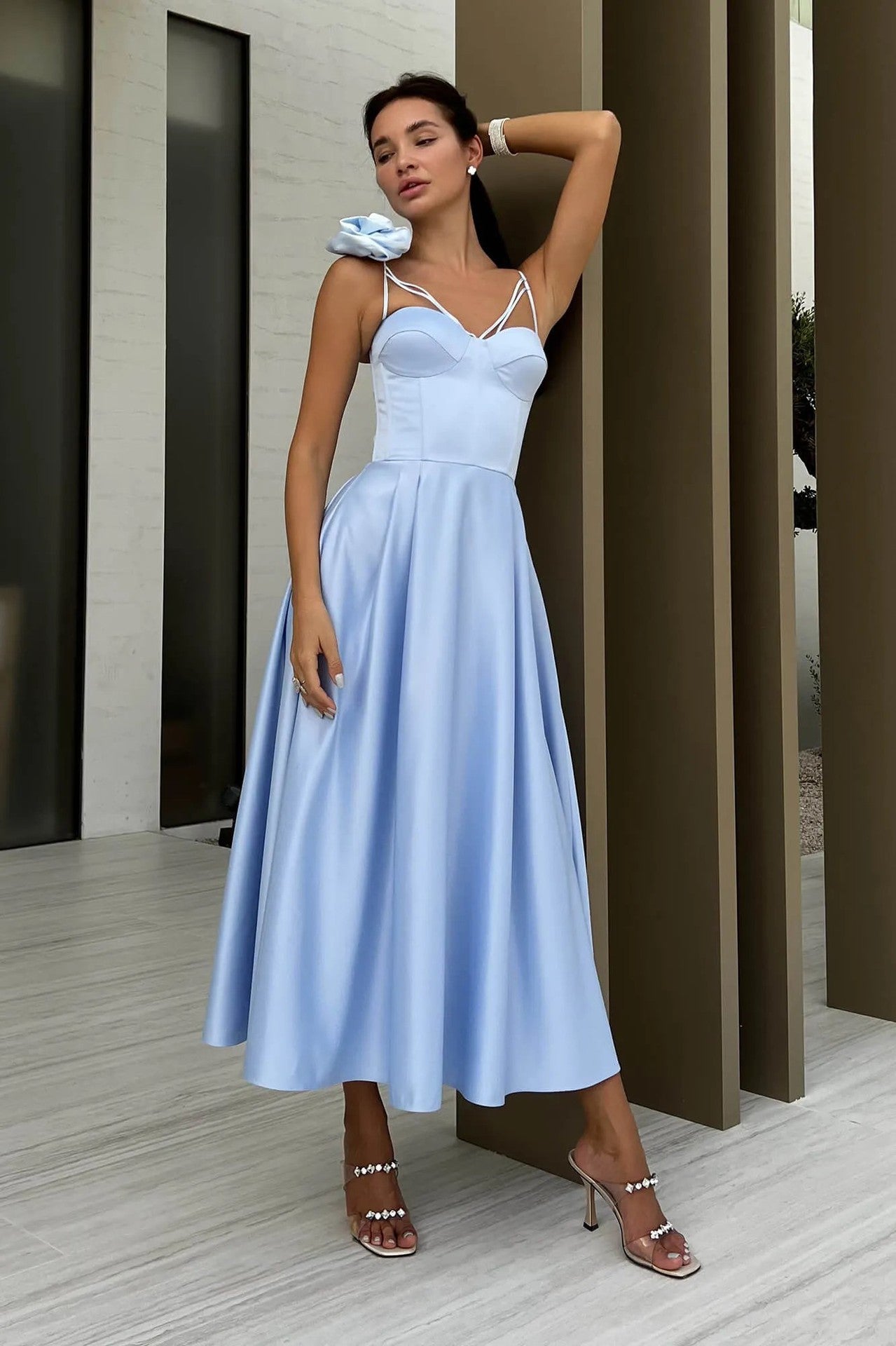Evelyn 3D Floral Midi Dress-CALLISTARI