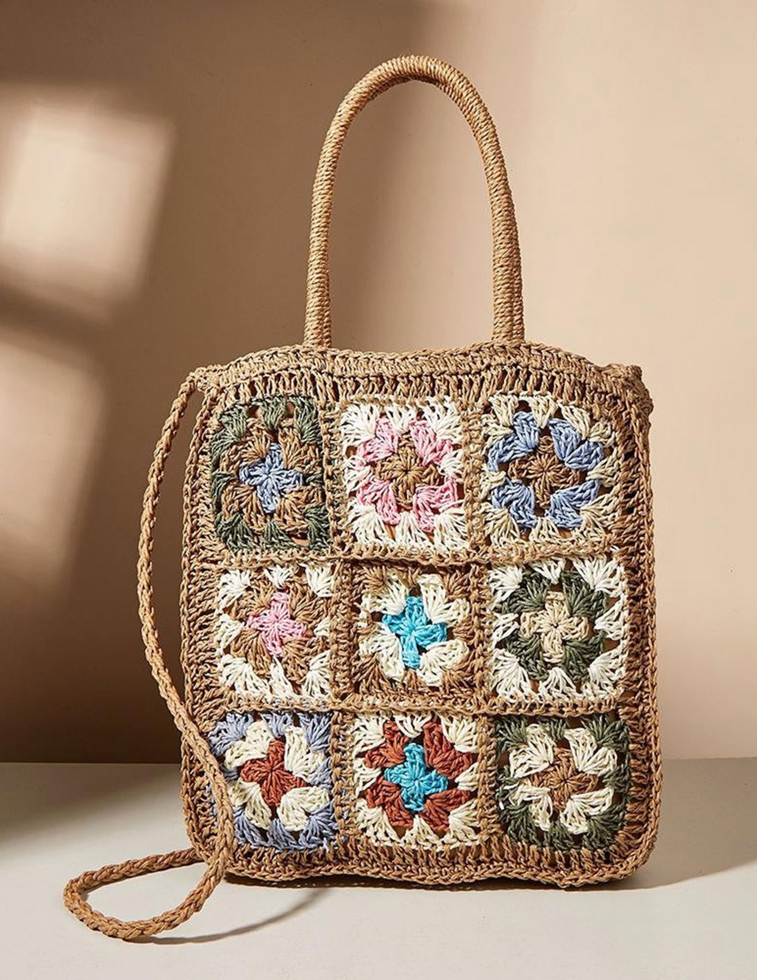 Colored Flower Woven Straw Bag-CALLISTARI