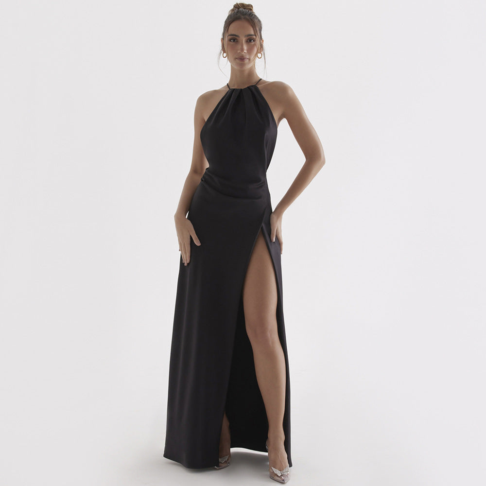 Black Thigh Slit Maxi Dress-CALLISTARI