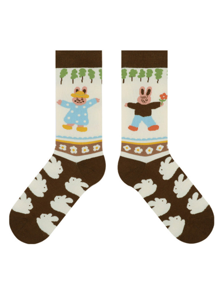 Cute Bunny Mid-Calf Socks-CALLISTARI