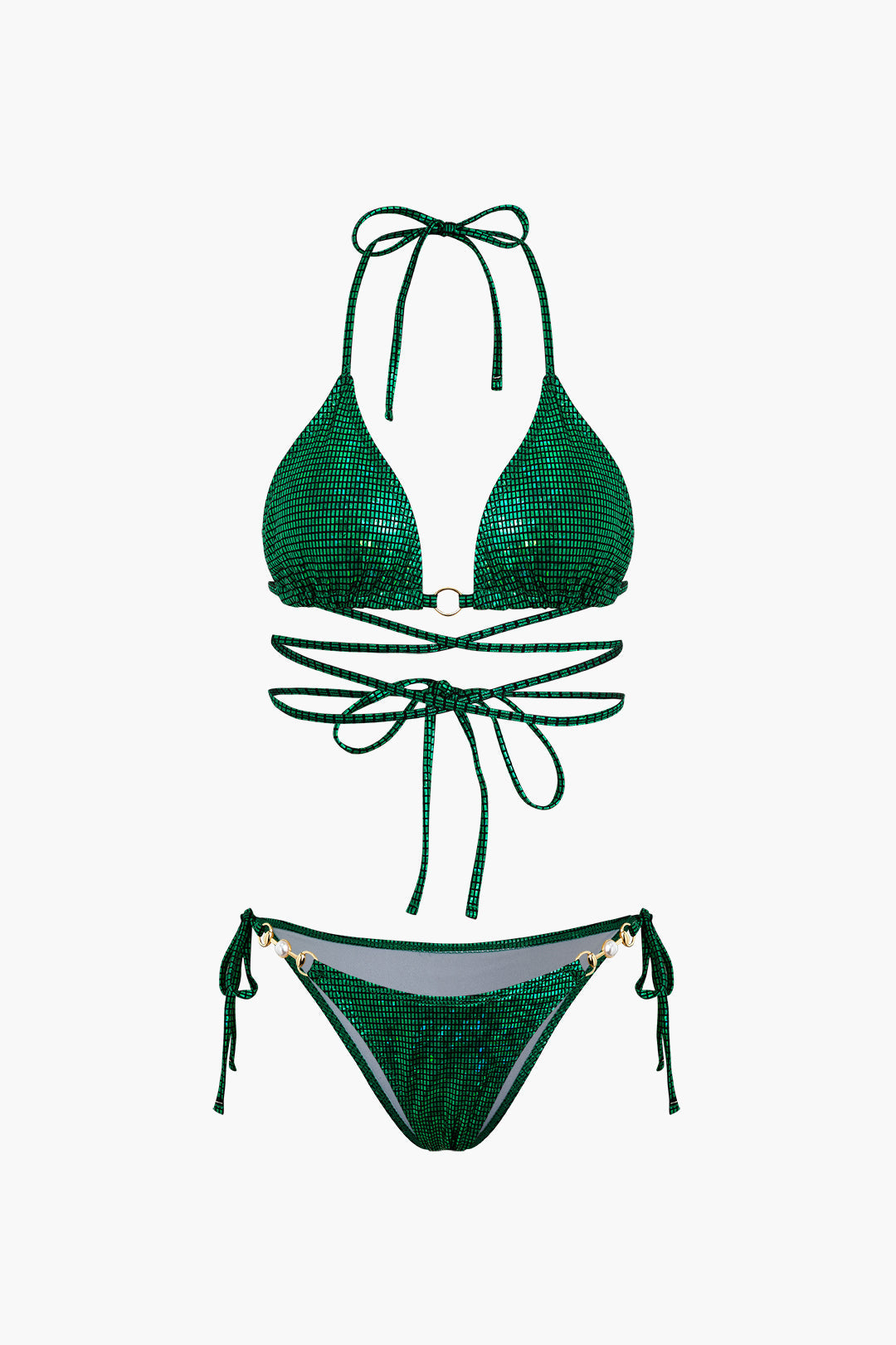 Grid Halter Swimsuit Bikini Set-CALLISTARI