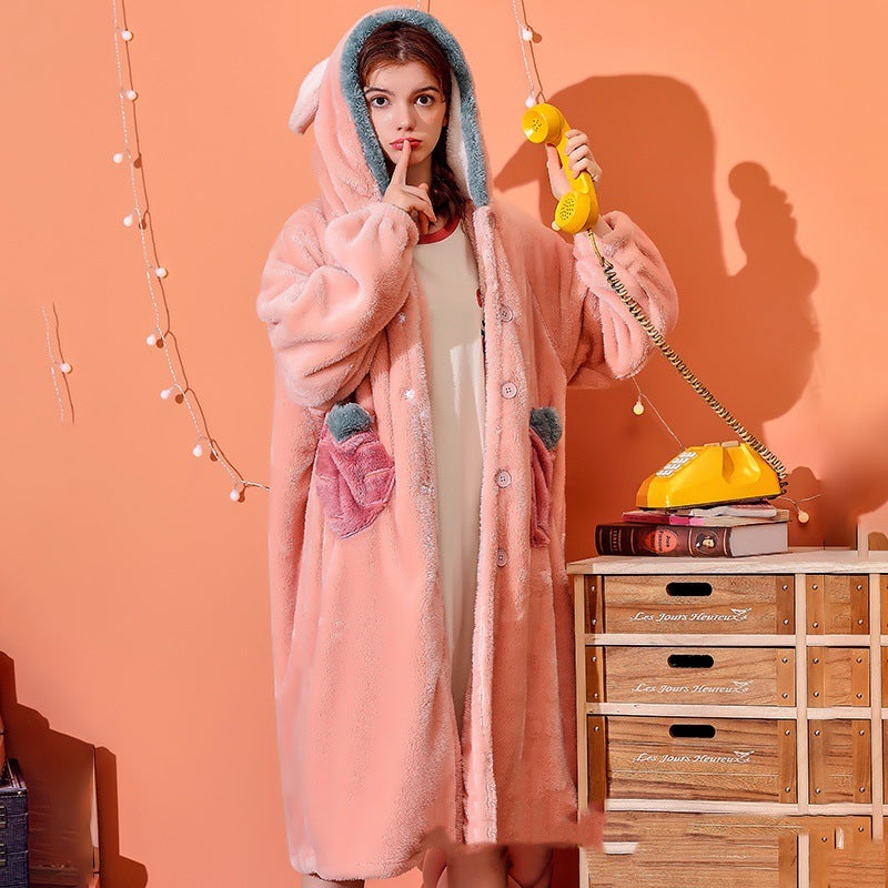 Velvet Warmth Flannel Pajama Hoodie-CALLISTARI