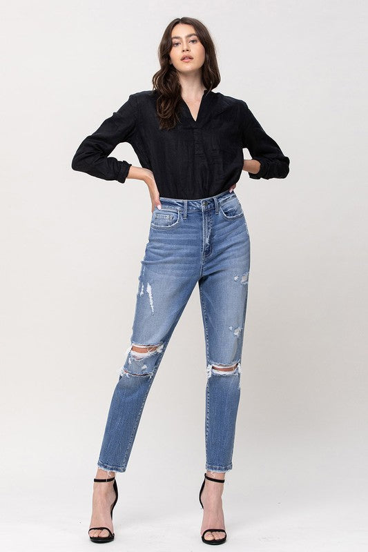 Vervet Super High Rise Stretch Mom Jeans-Mesadic