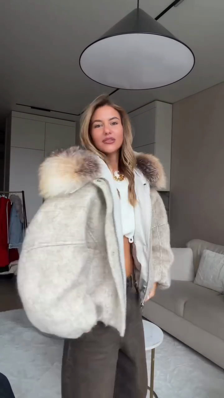 Fur Trimmed Wool Blend Coat