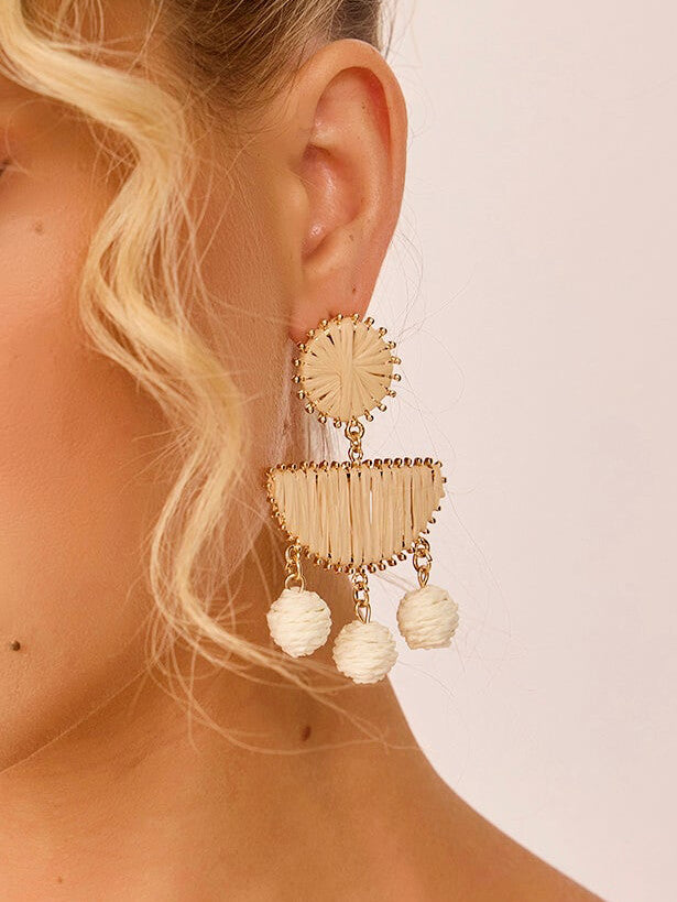 New Fan-Shaped Woven Geometric Earrings-CALLISTARI