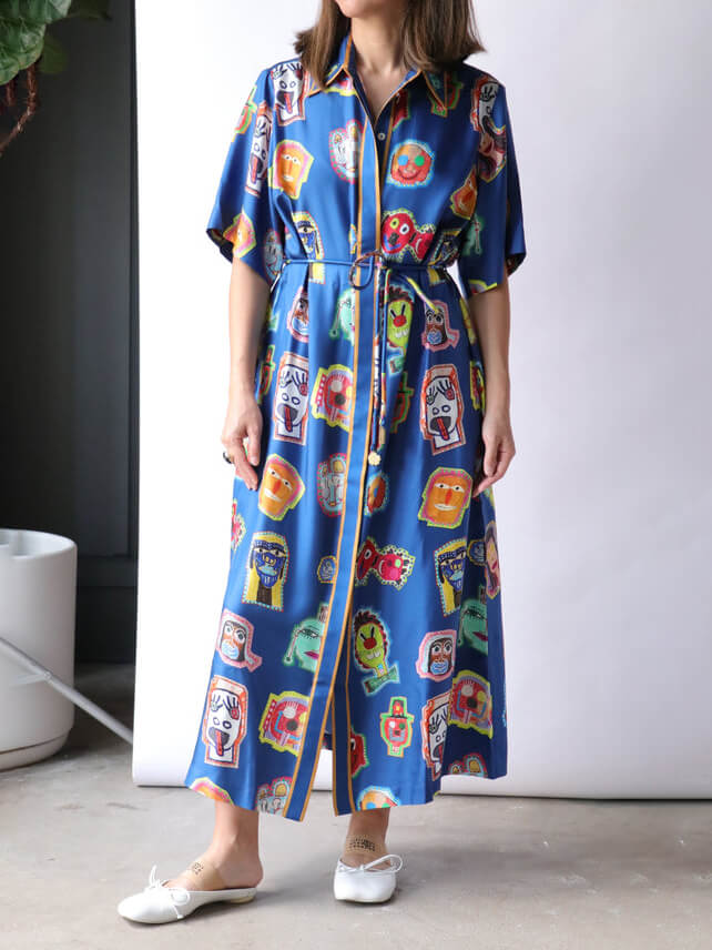 Unique Graffiti Fun Print Midi Dress-CALLISTARI