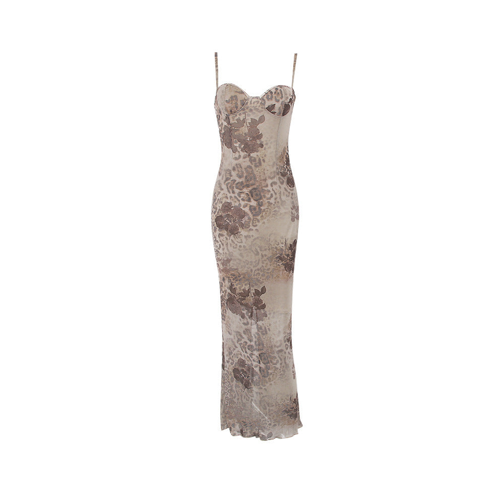 VINTAGE FLORAL PRINT CAMI LONG DRESS-CALLISTARI