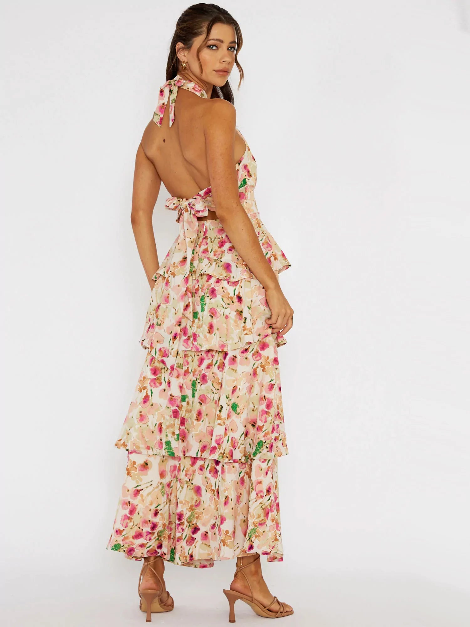 Halterneck Maxi Dress - Provence Bloom-CALLISTARI