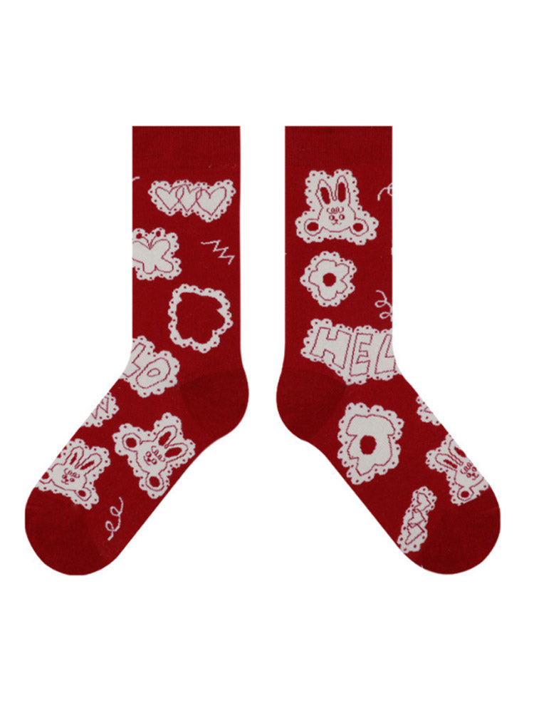Cute Bunny Mid-Calf Socks-CALLISTARI