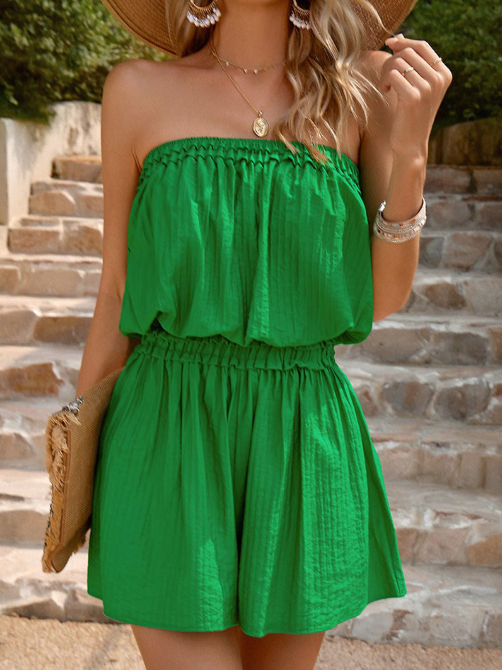 Strapless Romper With Pockets-CALLISTARI