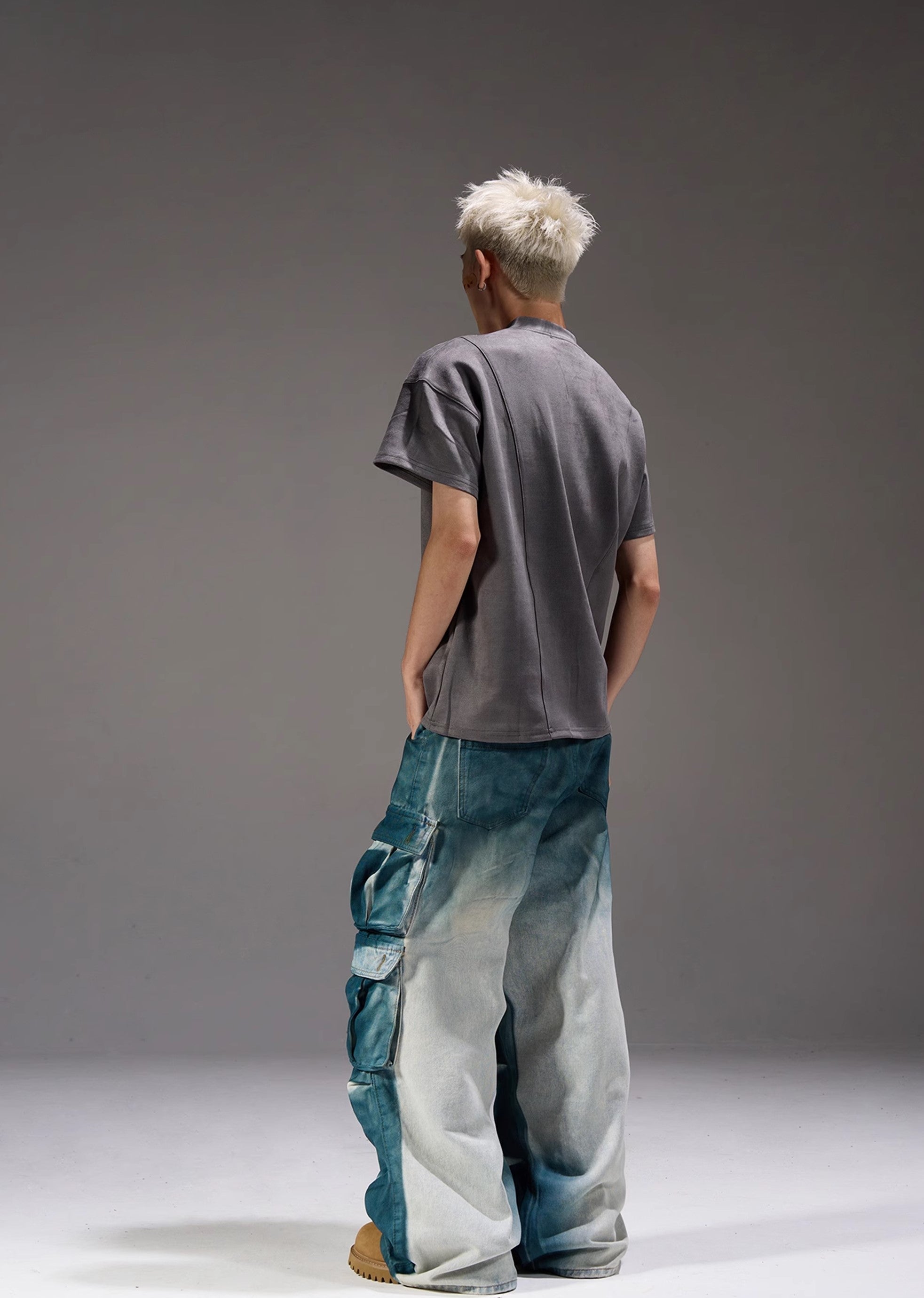 【MAXDSTR】Glossy gimmick fabric glossy design cargo denim pants  MD0162-CALLISTARI