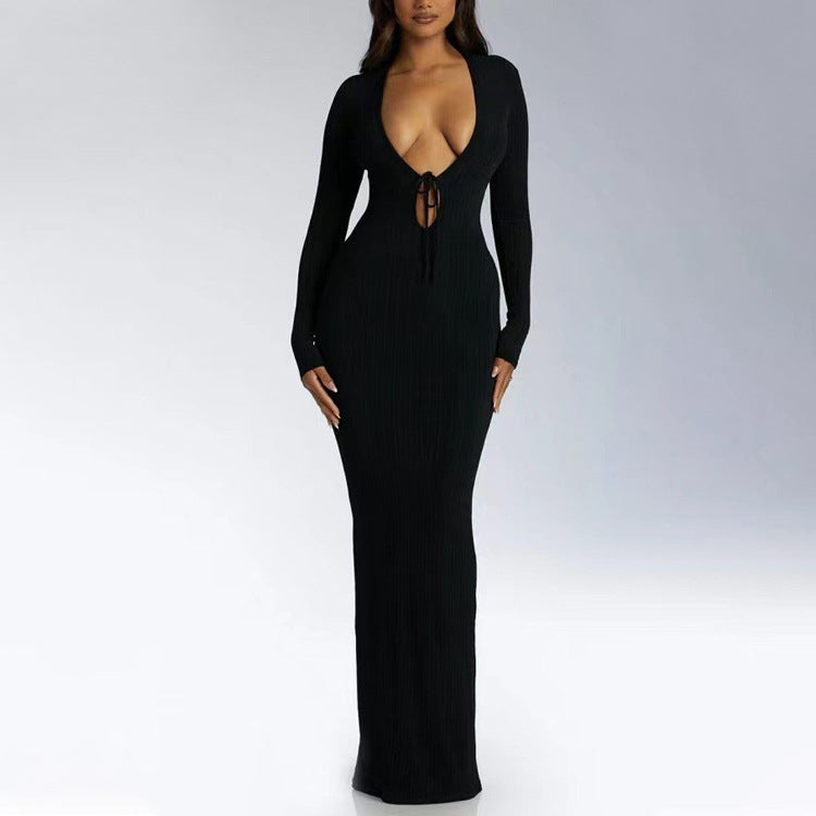 Fia Deep V-Step Maxi Dress-CALLISTARI
