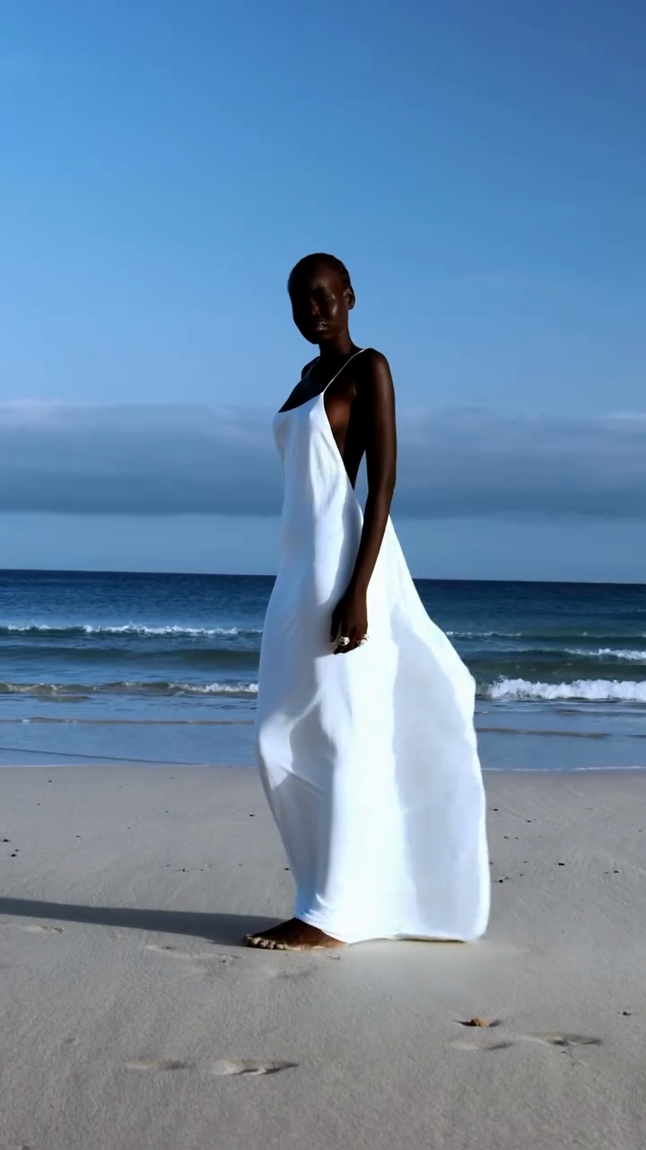 Ivory silk slip dress