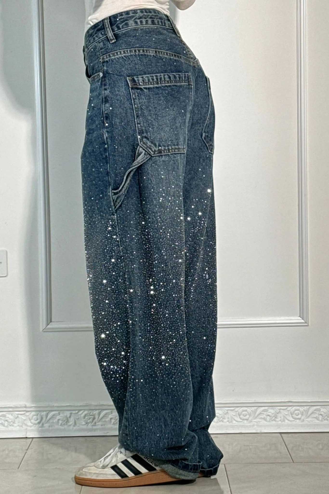 Balloon Carpenter Shine Denim Jeans-ROVOLE