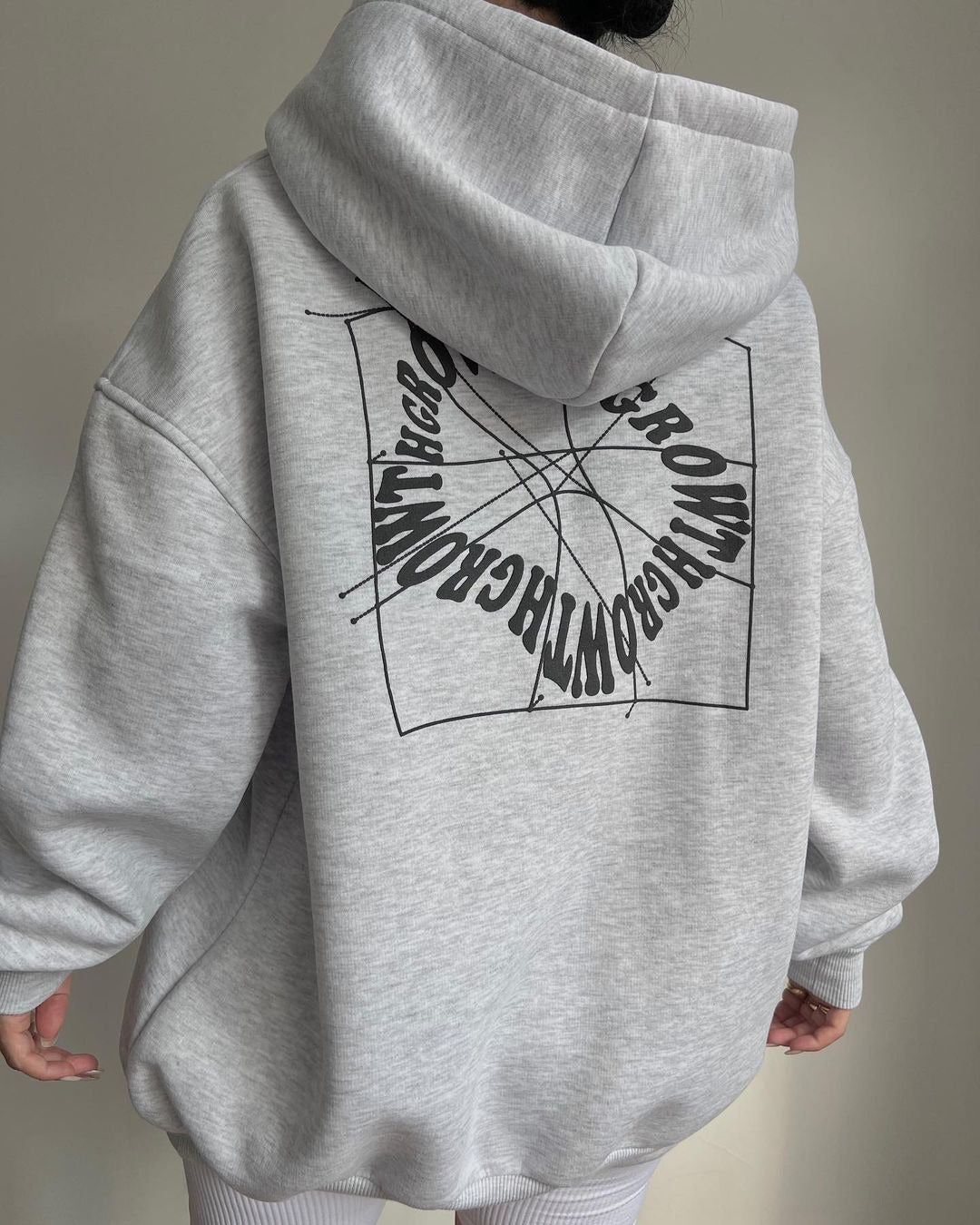 Growth Text Printed Casual Long Sleeve Hoodie-CALLISTARI