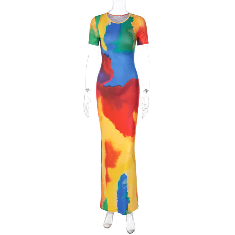 Sunset Swirl Tie-Dye Maxi Dress-CALLISTARI