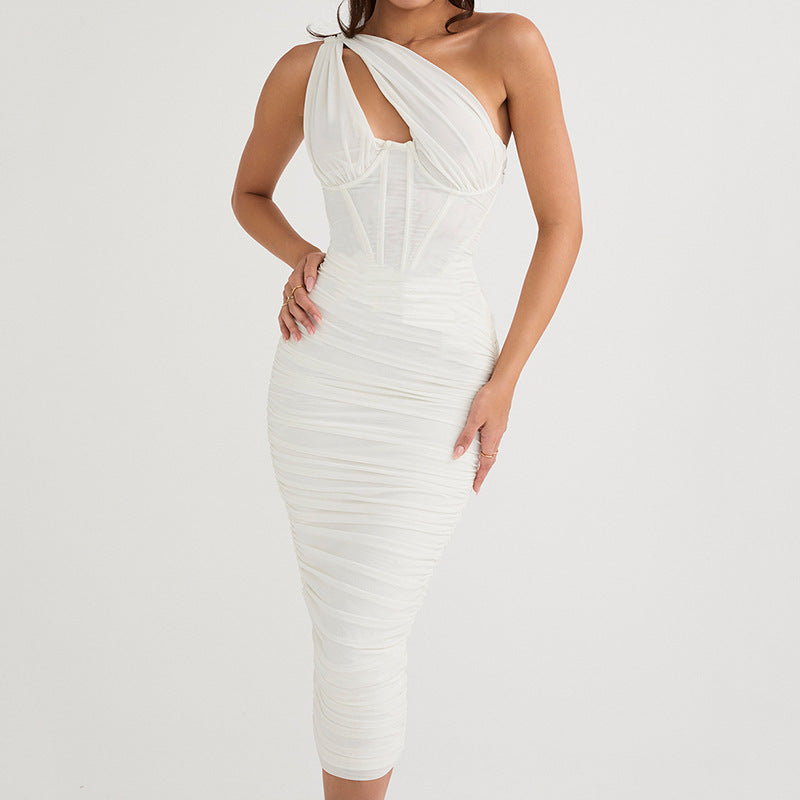 Leah Asymmetric Cutout Midi Dress-CALLISTARI