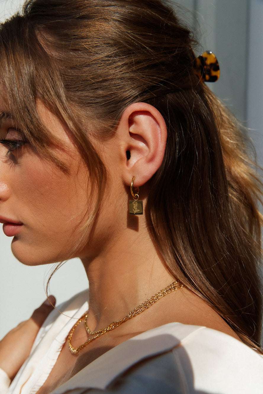 18K Gold Plated Crimson Heart Earrings Gold-CALLISTARI