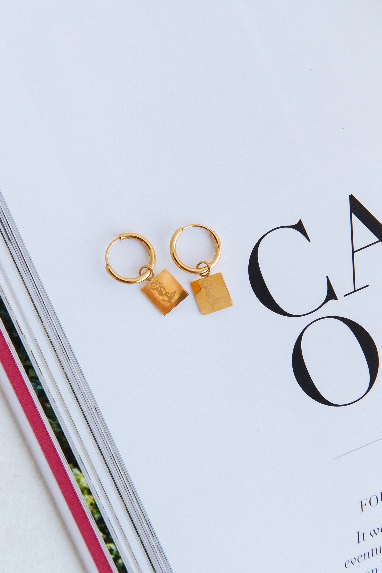 18K Gold Plated Crimson Heart Earrings Gold-CALLISTARI