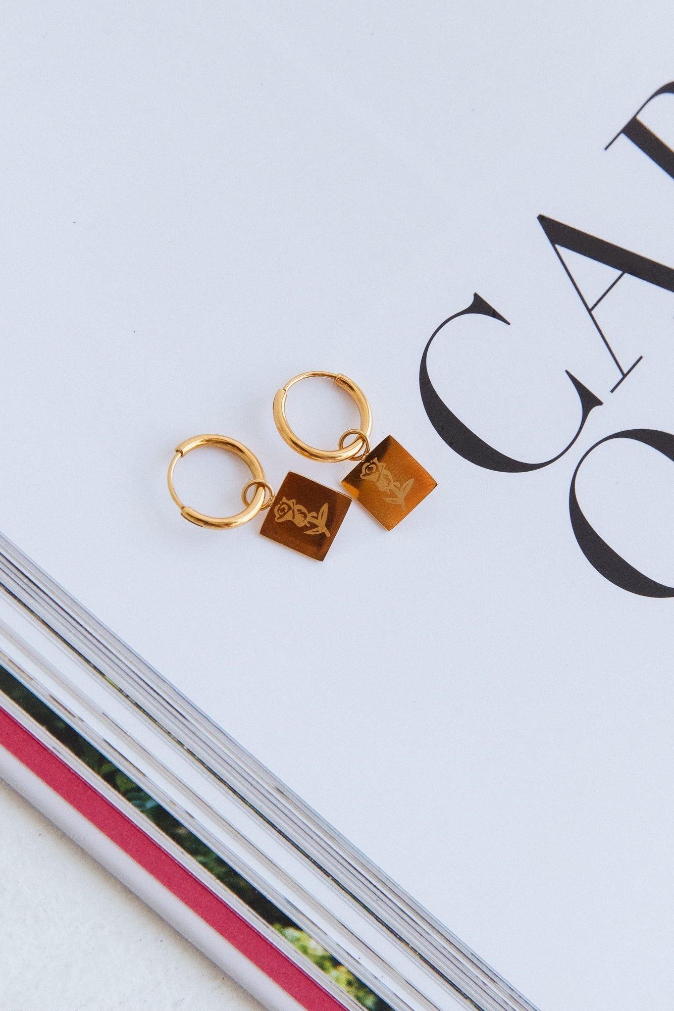 18K Gold Plated Crimson Heart Earrings Gold-CALLISTARI