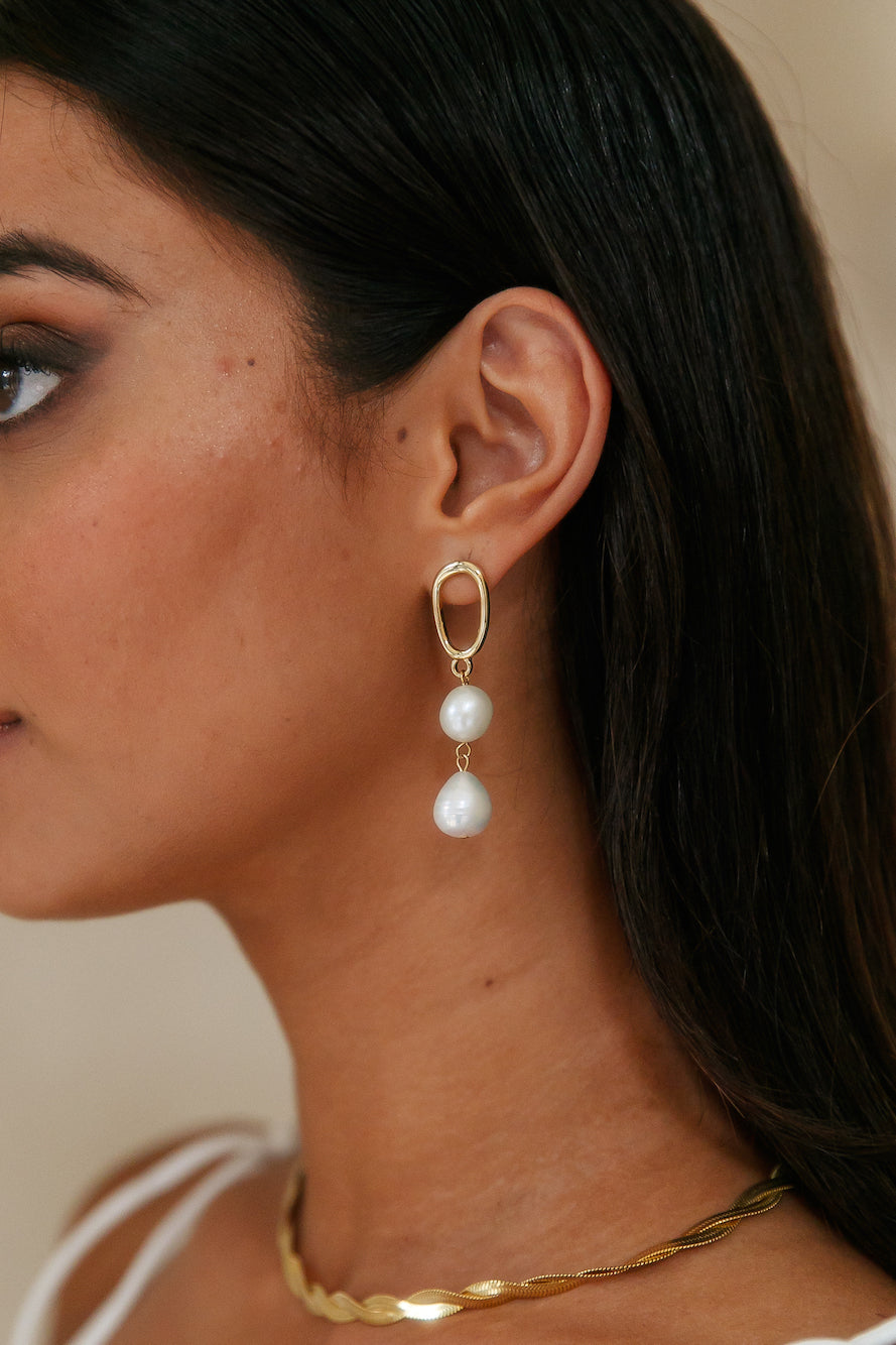 18K Gold Plated Pearly Goods Earrings-CALLISTARI