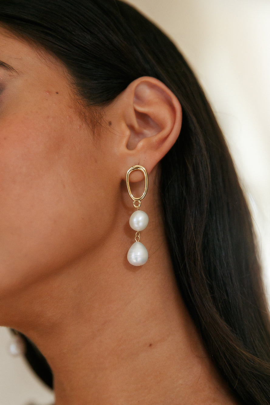 18K Gold Plated Pearly Goods Earrings-CALLISTARI