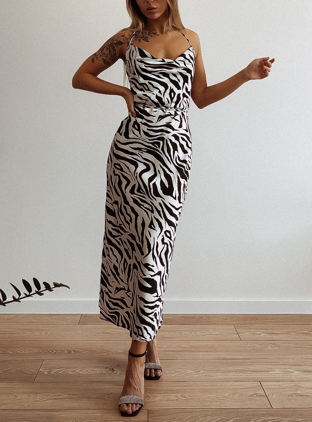 Serengeti Nights Chiffon Zebra Maxi Dress-CALLISTARI