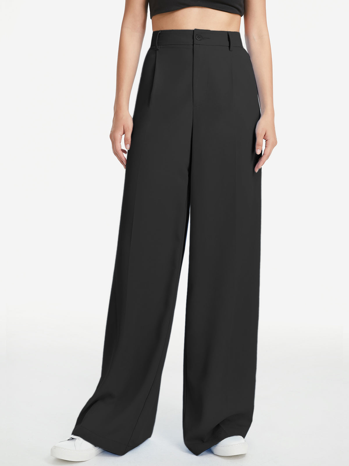 High Waisted Wide Leg Relaxed Fit Trousers-CALLISTARI