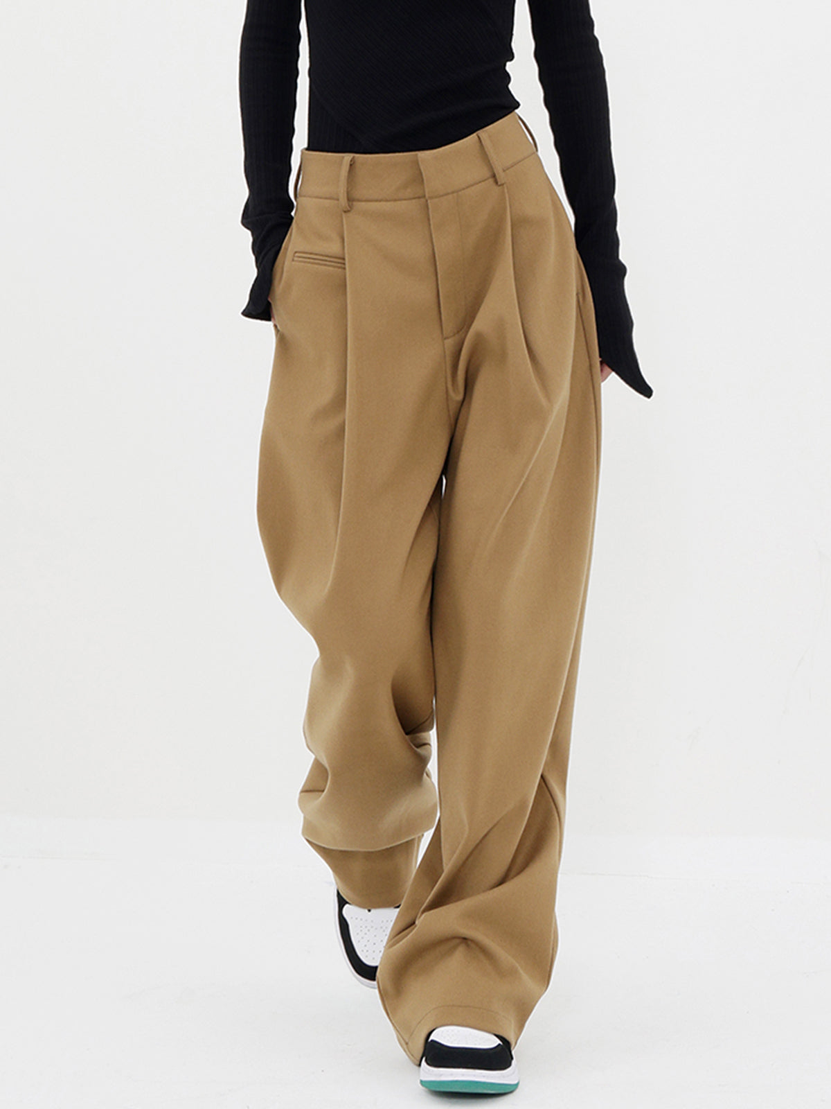 Basic Baggy Wide Leg Dress Pants-Mesadic