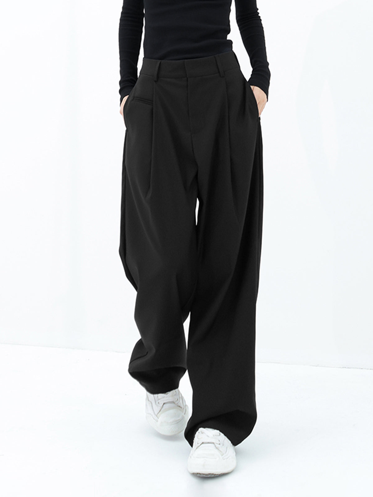 Basic Baggy Wide Leg Dress Pants-Mesadic